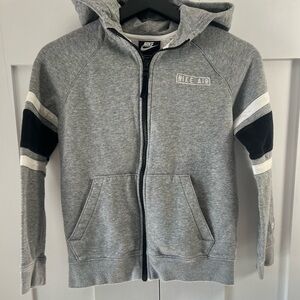 Nike Air Boys Full Zip Hoodie Gray Black White | Size Medium